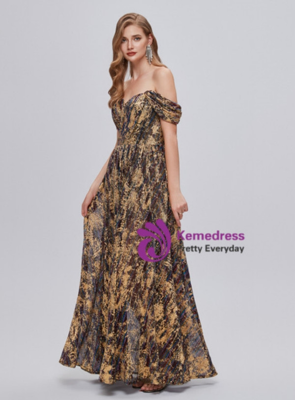 Tulle Off the Shoulder Pleats Split Prom Dress