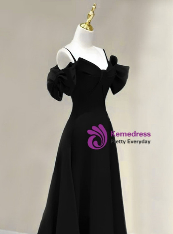 Burgundy Satin Straps Bow Prom Dress