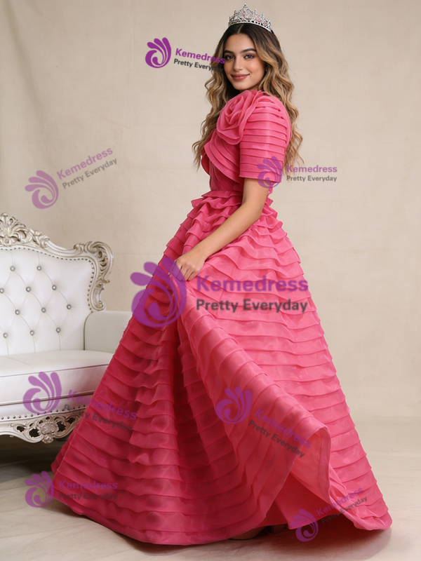 Fuchsia Mermaid Beading Sequins Prom Dress