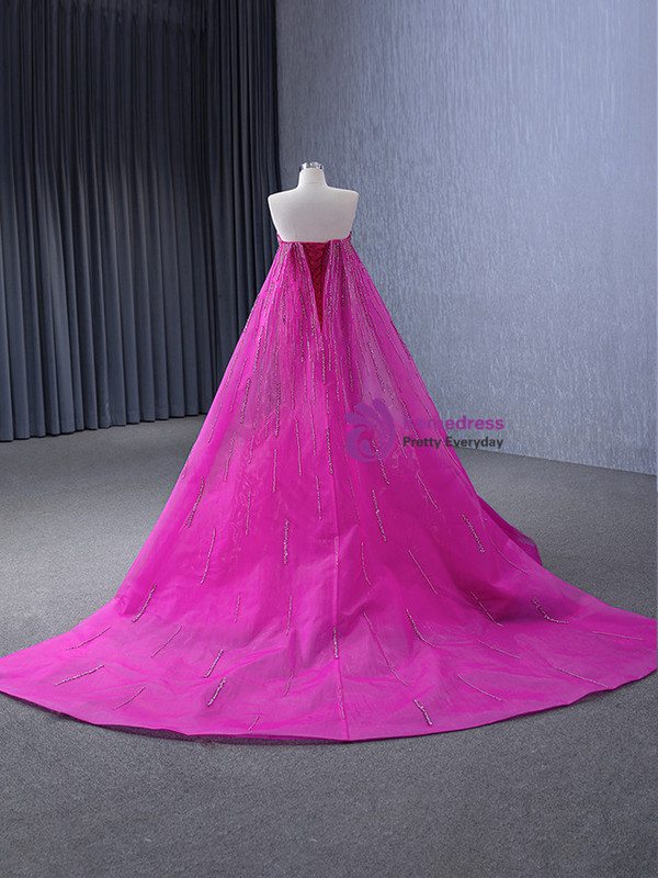 Fuchsia Mermaid Beading Sequins Prom Dress
