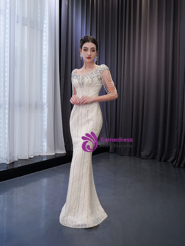 Mermaid Sequins Beading Crystal Wedding Dress