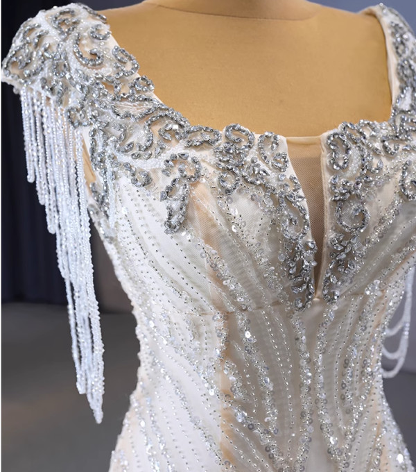Mermaid Sequins Beading Crystal Wedding Dress