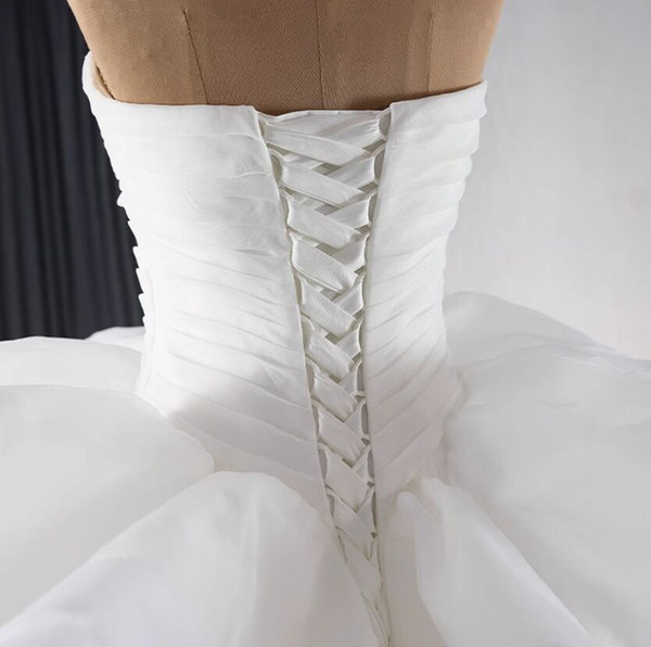 White Tulle Sweetheart Pleats Wedding Dress