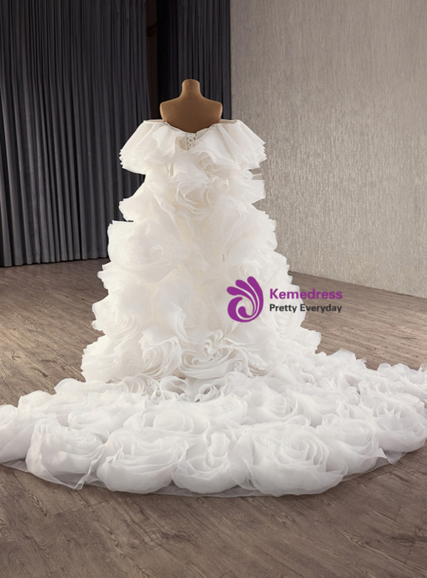 White Mermaid Sequins Off the Shoulder Wedding Dress