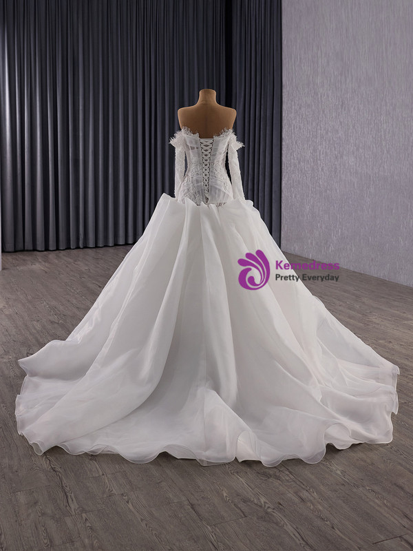 Sexy White Mermaid Long Sleeve Lace Wedding Dress