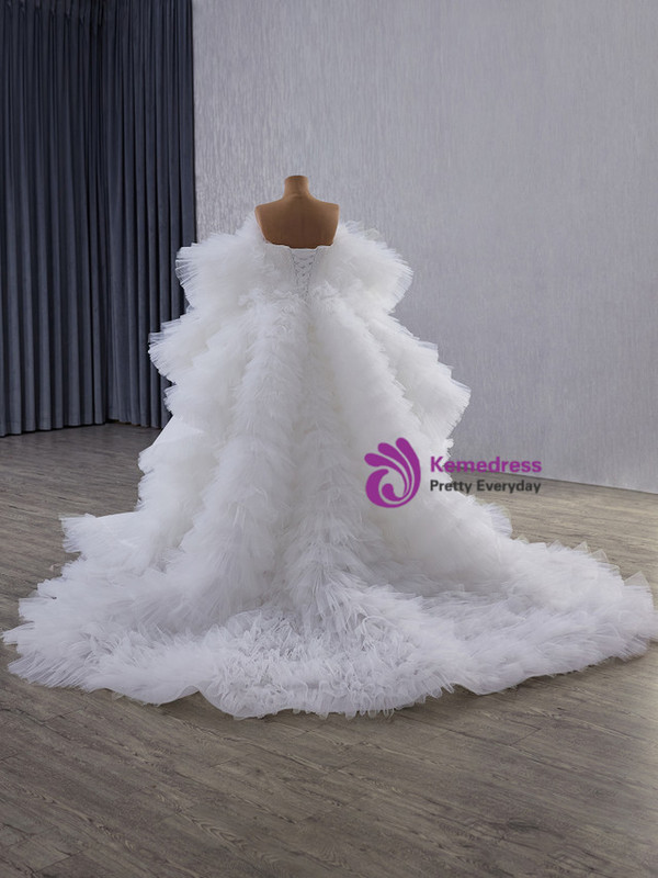 Sexy White Mermaid Tulle Appliques Wedding Dress