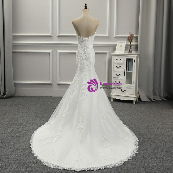 White Mermaid Lace Appliques Wedding Dress