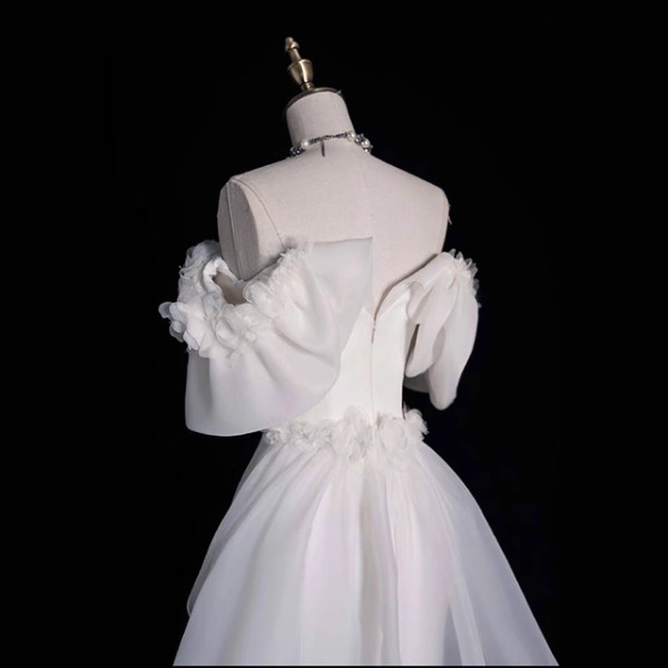 White Mermaid Satin Flower Wedding Dress