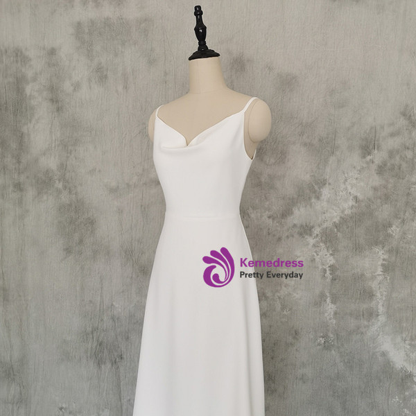 White Spaghetti Straps Short Wedding Dress