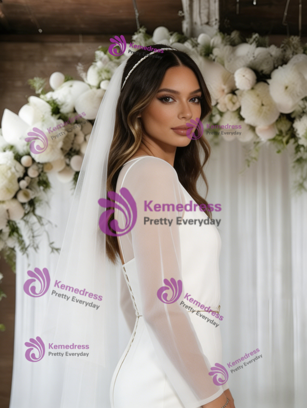 White Mermaid Long Sleeve Wedding Dress