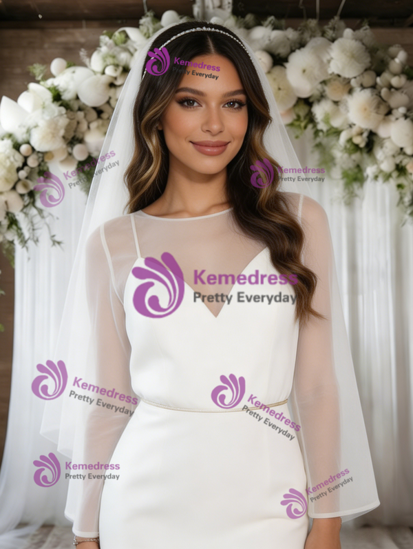 White Mermaid Long Sleeve Wedding Dress