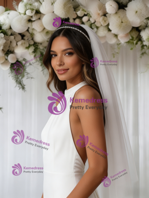 White Mermaid Halter Backless Wedding Dress