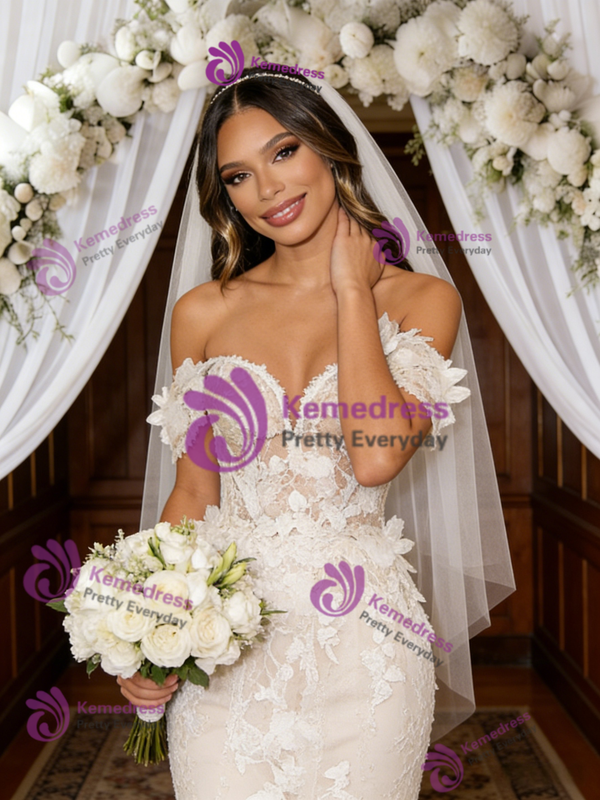 Ivory Mermaid Lace Off the Shoulder Wedding Dress
