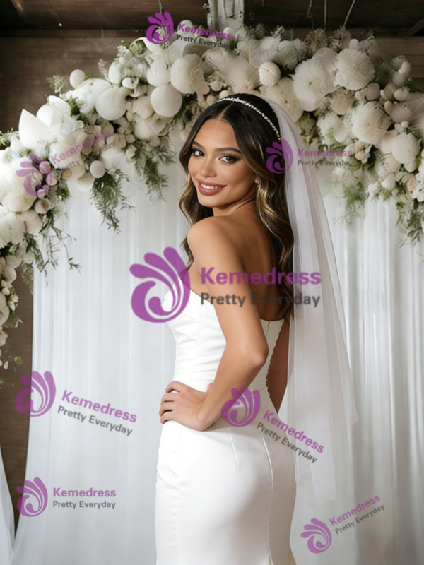 White Mermaid Strapless Split Wedding Dress