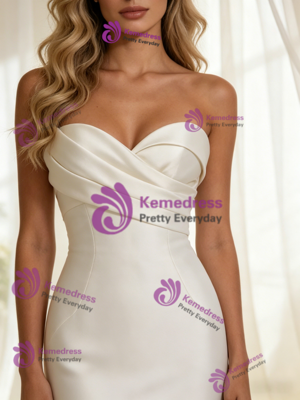 Mermaid Satin Tulle Strapless Flower Wedding Dress