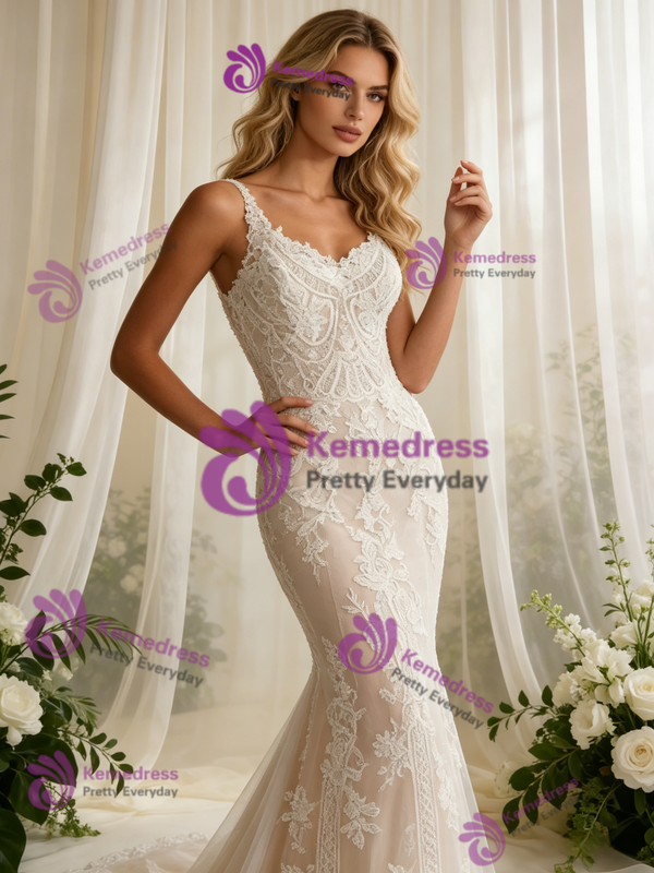 Mermaid Lace V-neck Wedding Dress