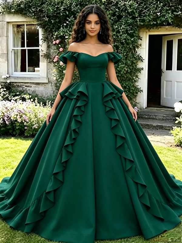 Simple Green Off The Shoulder Quinceanera Dress