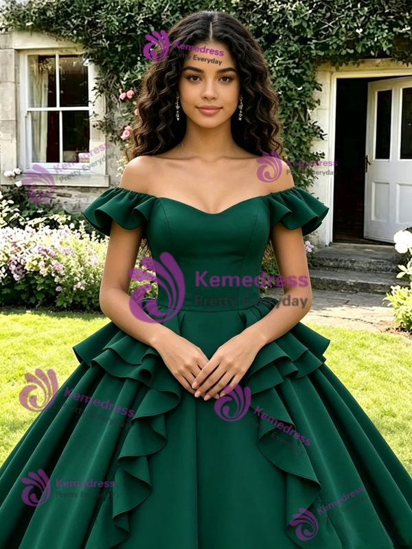 Simple Green Off The Shoulder Quinceanera Dress