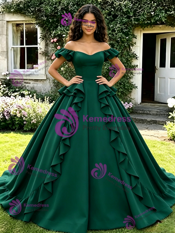 Simple Green Off The Shoulder Quinceanera Dress