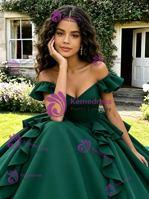 Simple Green Off The Shoulder Quinceanera Dress