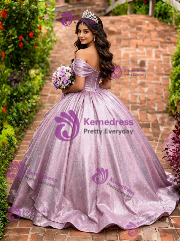 Purple Ball Gown Off the Shoulder Quinceanera Dress