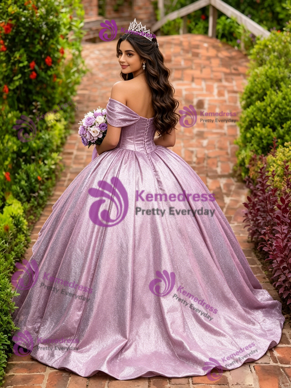 Purple Ball Gown Off the Shoulder Quinceanera Dress