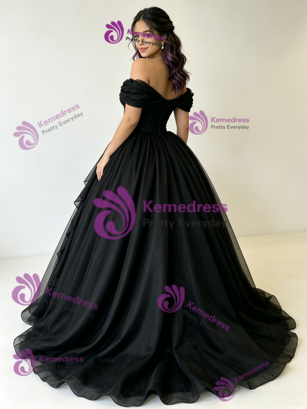 Black Tulle Off the Shoulder Quinceanera Dress