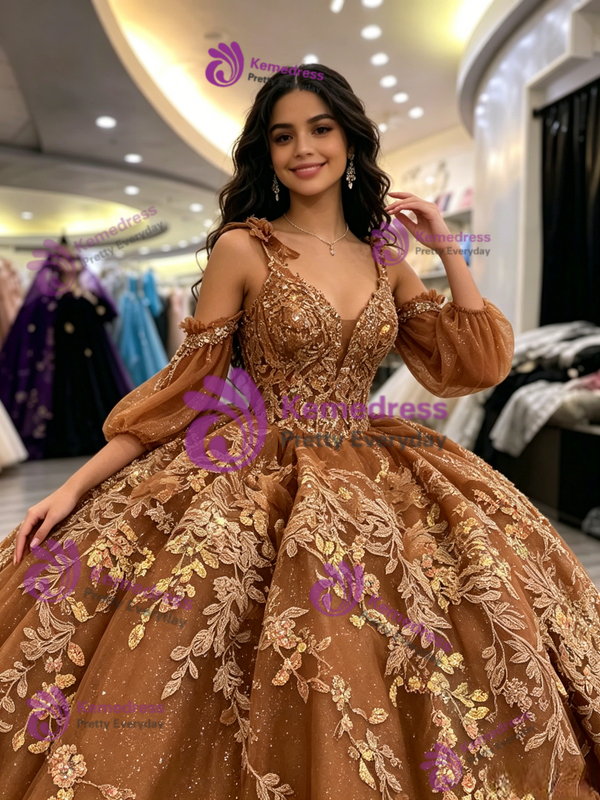 Bown Tulle Off the Shoulder Appliques Quinceanera Dress