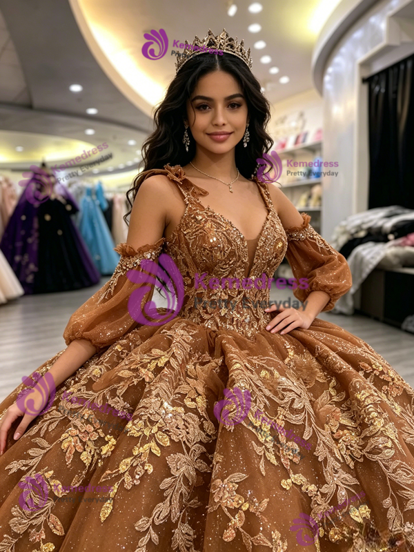 Bown Tulle Off the Shoulder Appliques Quinceanera Dress