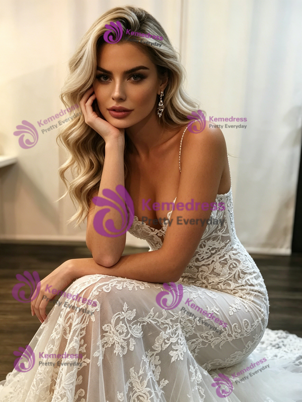 Sexy White Mermaid Lace Wedding Dress
