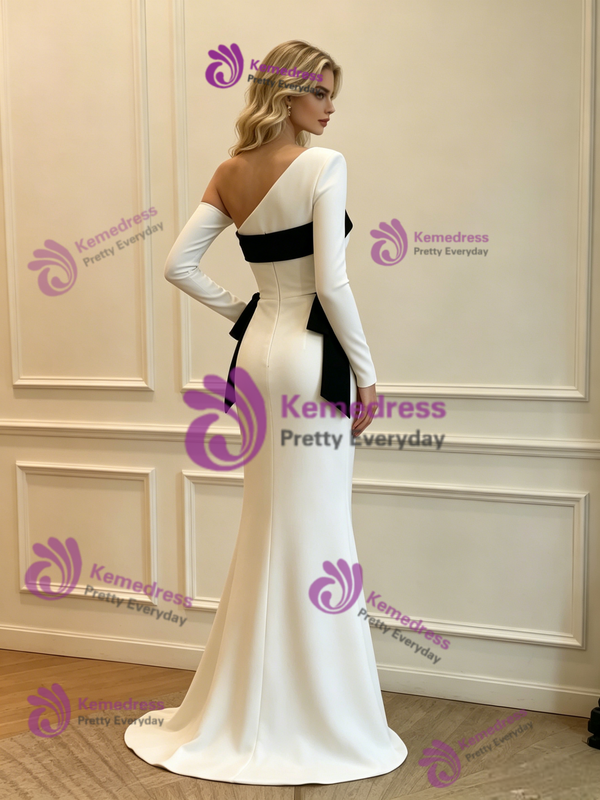 White Mermaid Long Sleeve Wedding Dress