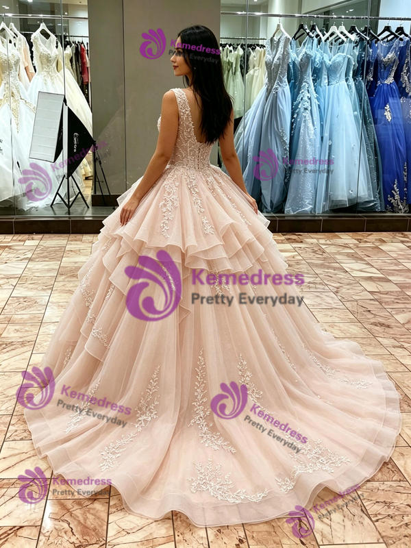 Ball Gown Tulle Appliques Quinceanera Dress