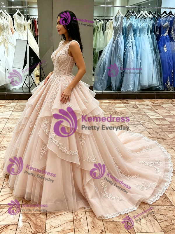 Ball Gown Tulle Appliques Quinceanera Dress