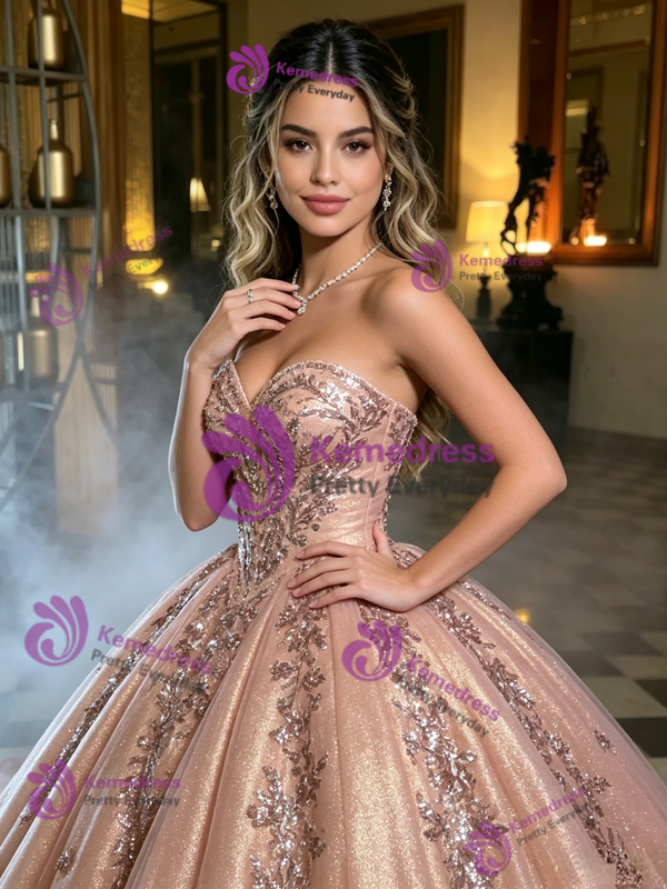 Ball Gown Tulle Strapless Quinceanera Dress