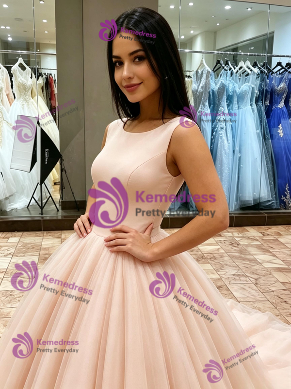 Tulle Scoop Neck Sleeveless Quinceanera Dress