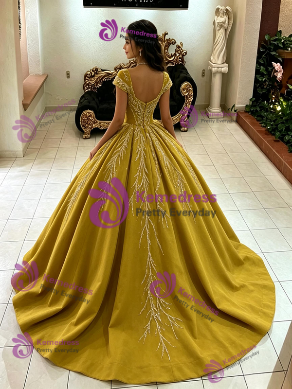 Ball Gown Square Neck Sequins Quinceanera Dress