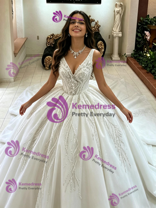 White Tulle Off the Shoulder Long Sleeve Quinceanera Dress