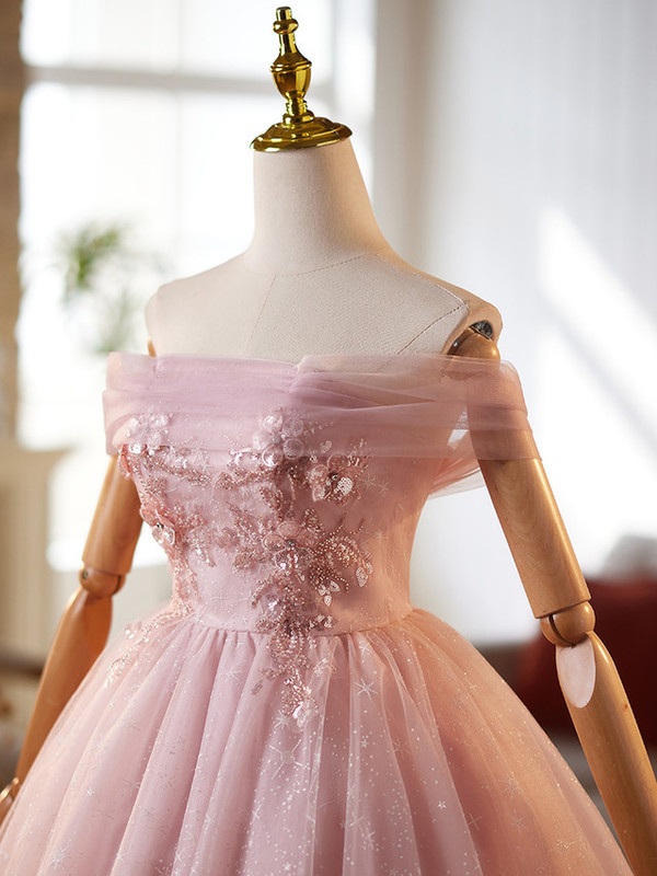 Pink Tulle Sequins Appliques Homecoming Dress