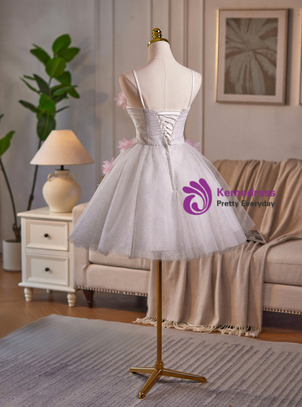 Tulle Sequins Spaghetti Straps Homecoming Dress