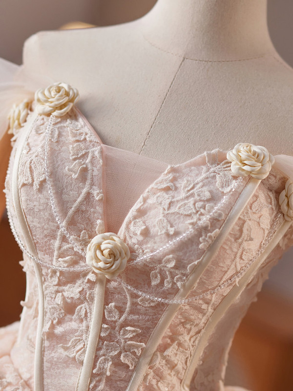 Champagne Tulle Off the Shoulder Homecoming Dress