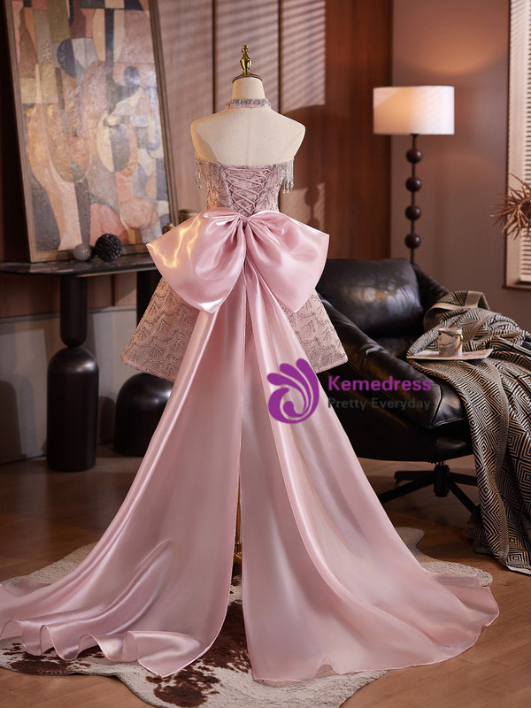 Pink Tulle Sequins Beading Homecoming Dress