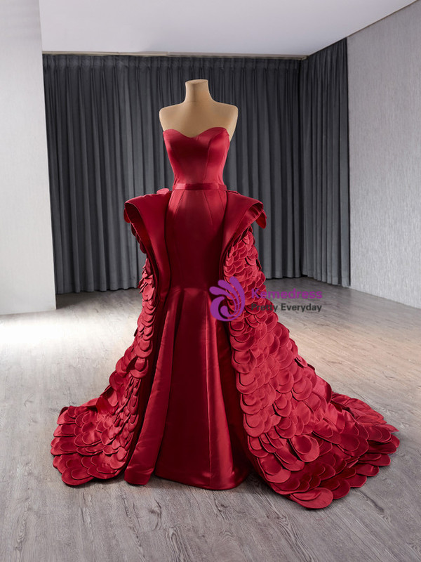 Burgundy Mermaid Satin Sweetheart Prom Dress