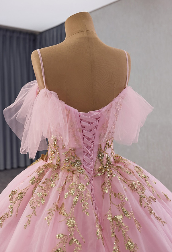Pink Tulle Satin One Sequins Sequins Prom Dress