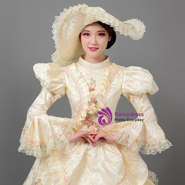 Yellow High Neck Long Sleeve Vintage Dress