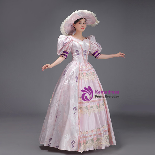 Champagne Satin Puff Sleeve Vintage Dress