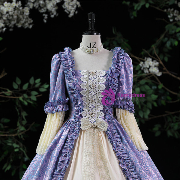 Purple Long Sleeve Rococo Vintage Dress