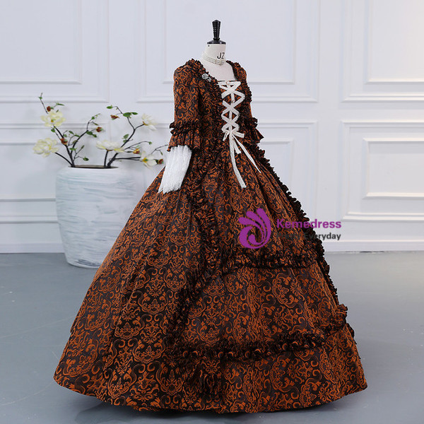 Coffee Long Sleeve Rococo Vintage Victorian Dress