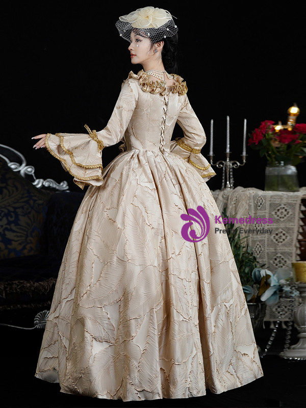 Champagne Long Sleeve Rococo Vintage Dress