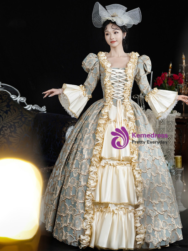 Green Long Sleeve Victorian Vintage Dress