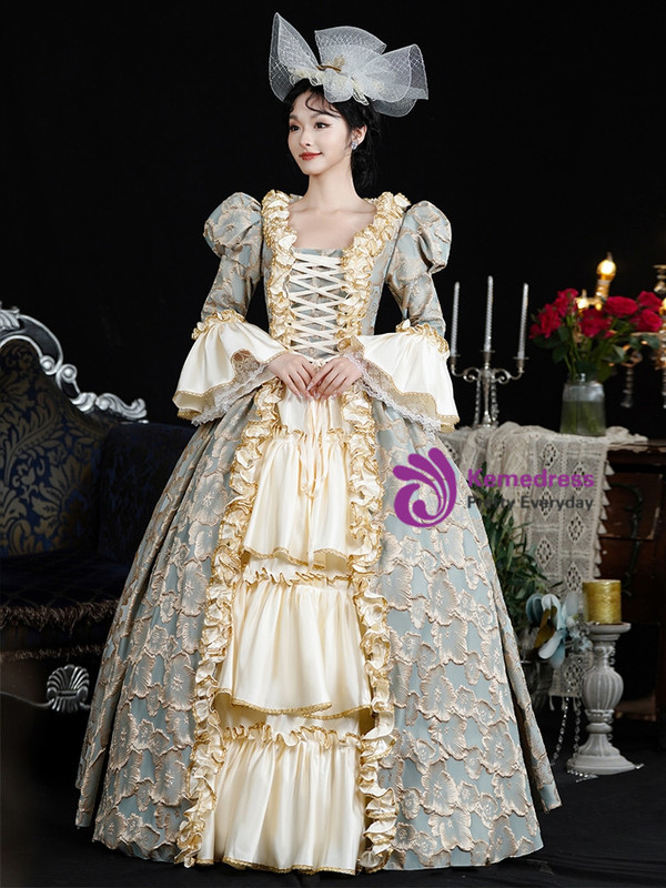 Green Long Sleeve Victorian Vintage Dress
